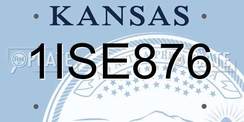 1ISE876 Kansas License Plate