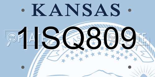 1ISQ809 Kansas License Plate