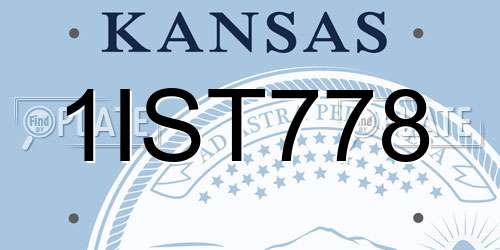 1IST778 Kansas License Plate