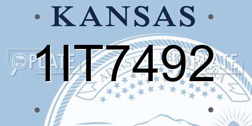 1IT7492 Kansas License Plate