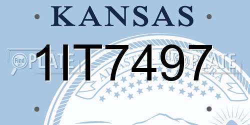 1IT7497 Kansas License Plate