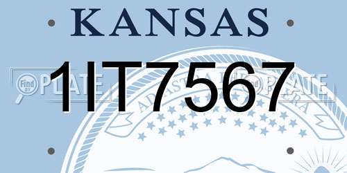1IT7567 Kansas License Plate