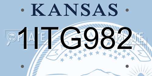 1ITG982 Kansas License Plate