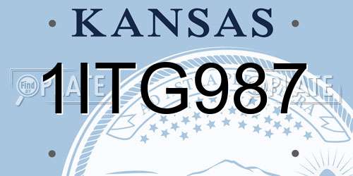 1ITG987 Kansas License Plate