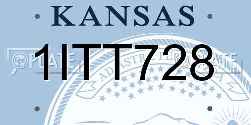 1ITT728 Kansas License Plate