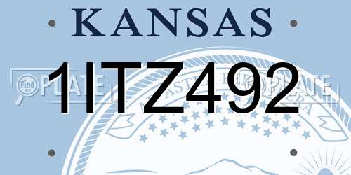 1ITZ492 Kansas License Plate