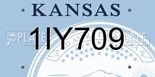 1IY709 Kansas License Plate