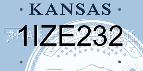 1IZE232 Kansas License Plate