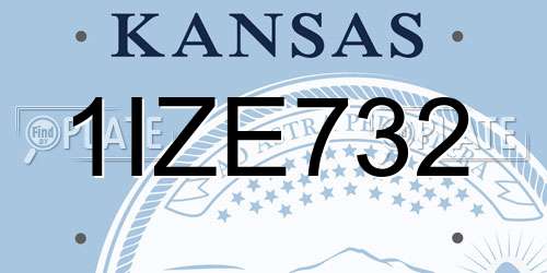 1IZE732 Kansas License Plate