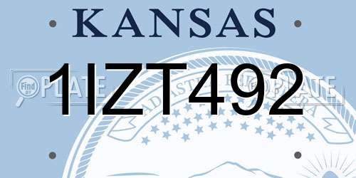 1IZT492 Kansas License Plate