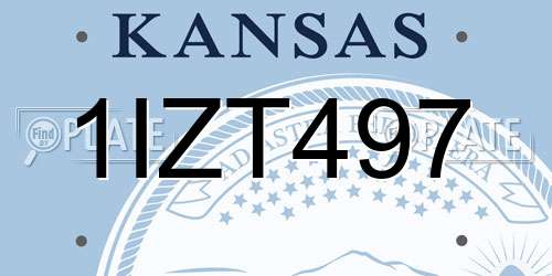 1IZT497 Kansas License Plate