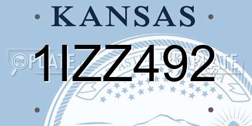 1IZZ492 Kansas License Plate