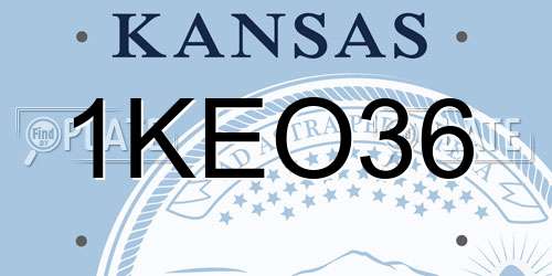 1KEO36 Kansas License Plate