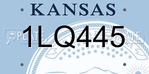 1LQ445 Kansas License Plate