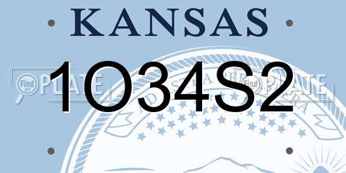1O34S2 Kansas License Plate