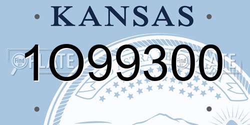 1O99300 Kansas License Plate