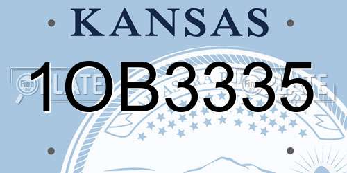 1OB3335 Kansas License Plate