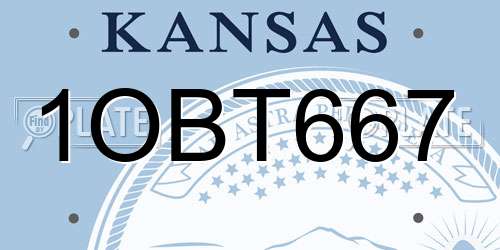 1OBT667 Kansas License Plate