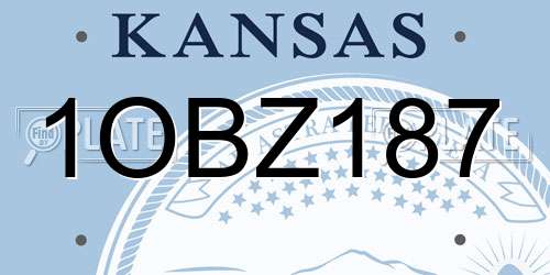 1OBZ187 Kansas License Plate
