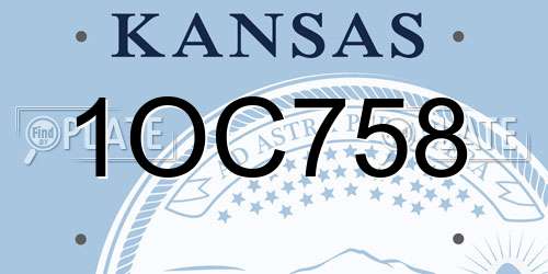 1OC758 Kansas License Plate
