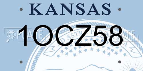 1OCZ58 Kansas License Plate