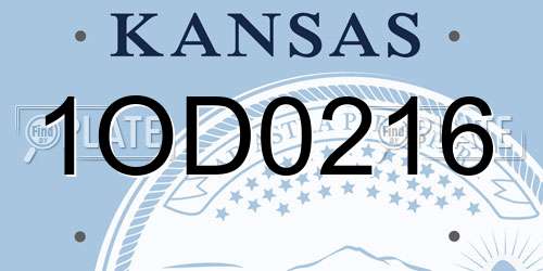1OD0216 Kansas License Plate