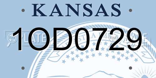 1OD0729 Kansas License Plate