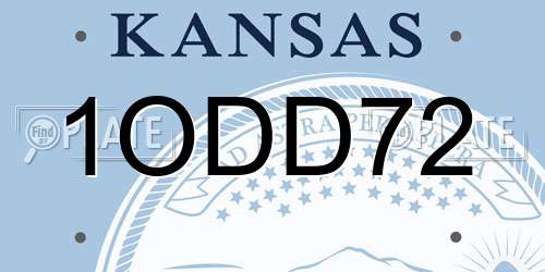 1ODD72 Kansas License Plate