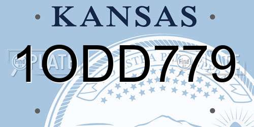 1ODD779 Kansas License Plate
