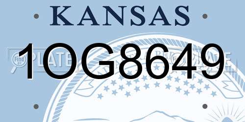 1OG8649 Kansas License Plate