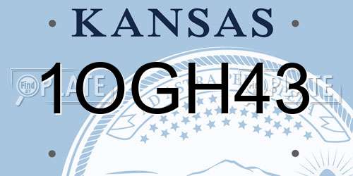 1OGH43 Kansas License Plate