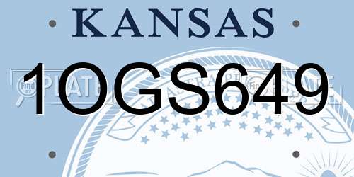 1OGS649 Kansas License Plate