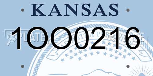 1OO0216 Kansas License Plate