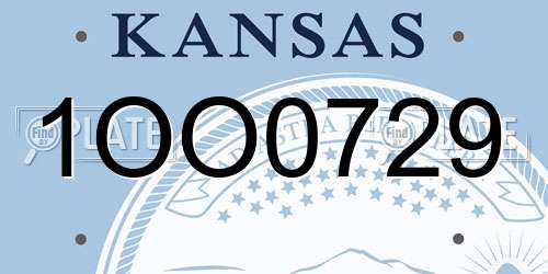 1OO0729 Kansas License Plate