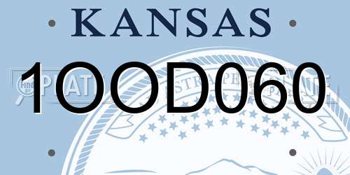 1OOD060 Kansas License Plate