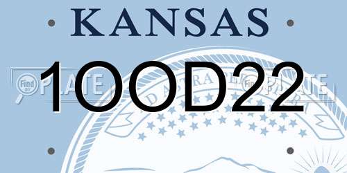 1OOD22 Kansas License Plate