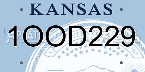 1OOD229 Kansas License Plate