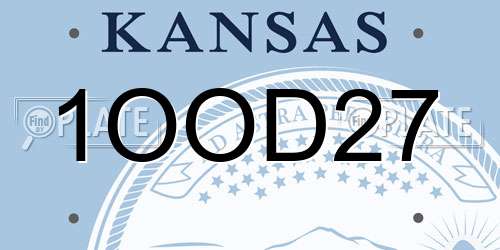 1OOD27 Kansas License Plate