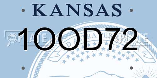 1OOD72 Kansas License Plate
