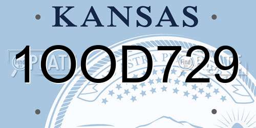 1OOD729 Kansas License Plate