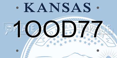 1OOD77 Kansas License Plate