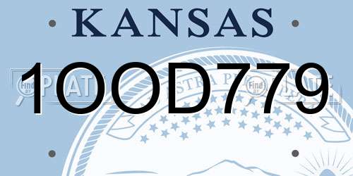 1OOD779 Kansas License Plate