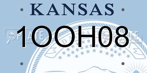 1OOH08 Kansas License Plate