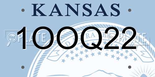 1OOQ22 Kansas License Plate