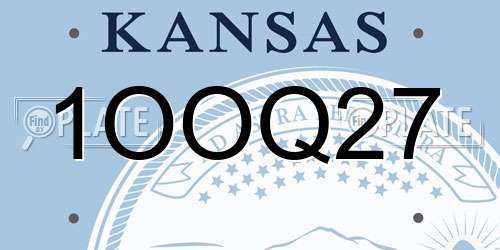 1OOQ27 Kansas License Plate