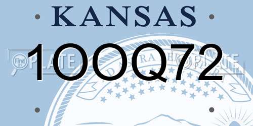 1OOQ72 Kansas License Plate