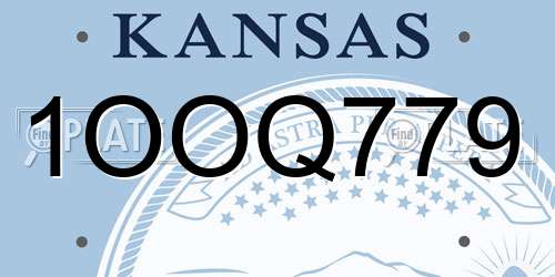 1OOQ779 Kansas License Plate