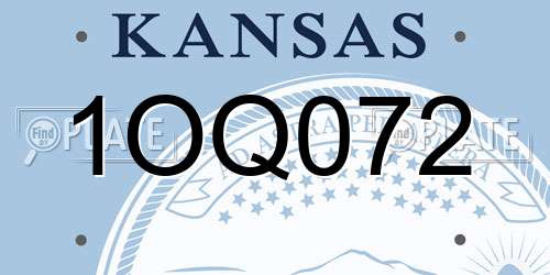 1OQ072 Kansas License Plate