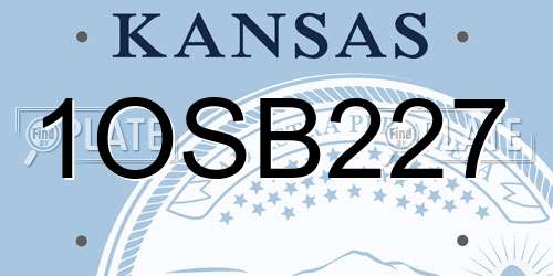 1OSB227 Kansas License Plate
