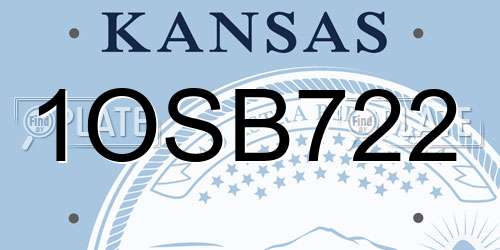 1OSB722 Kansas License Plate